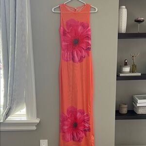 SHEIN Orange and Pink Floral Swim Coverup